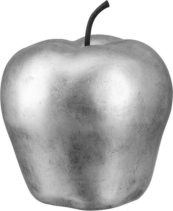 beeld decoratie appel - zilver 23 cm doorsnede - fiberglas