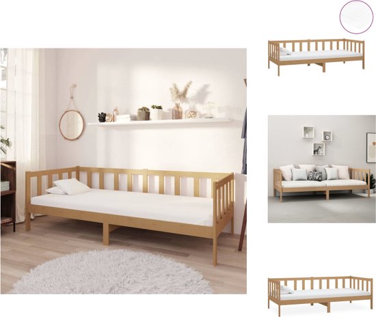 vidaXL Houten Slaapbank - Honingbruin - 203x98x66cm - Comfortabel matras - Bed