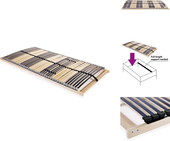 vidaXL Lattenbodem - Comfortabele 195 x 100 x 10 cm - Massief beukenhouten frame en berkenhouten latten - Bed