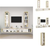 vidaXL Tv-meubelset - Tv-meubelen - 37 x 37 x 142.5 cm - Kleur- wit en sonoma eiken - Materiaal- spaanplaat - Kast