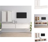 vidaXL Televisiemeubel - Wit - Massief grenenhout - 100 x 30 x 35 cm / 30 x 30 x 80 cm - Kast