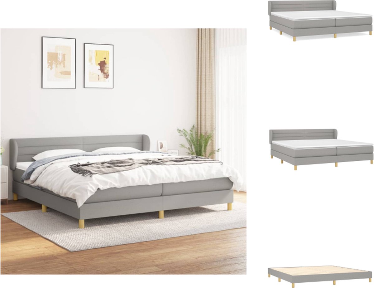 VidaXL Boxspringbed Comfort Pocketvering Lichtgrijs 203x203x78 88 cm Duurzaam materiaal verstelbaar hoofdbord middelharde ondersteuning Inclusief 2 matrassen en topmatras Bed