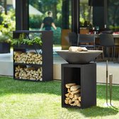 Homehabbits Brasero barbecue noir avec anneau de grill - Cuisine extérieure en acier inoxydable