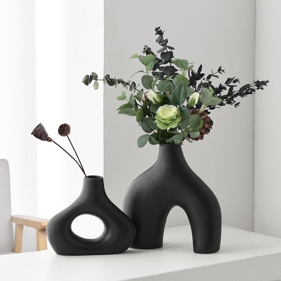 Vase à Bulles En Verre Borosilicate - Noir, 16 Cm De Haut - Design Moderne Et Esthétique Pour Fleurs Séchées, Pampa, Décoration De Table - 10