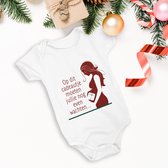 Hospitrix Baby Rompertje met Tekst "Op dit cadeautje moeten jullie nog even wachten"| Maat S 0-3 maanden | Kerst zwangerschaps aankondiging | Cadeau voor Zwangerschap | Bekendmaking | Aankondiging | Aanstaande Moeder | Kerst
