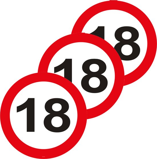 Folat 8714572050173 Tuinbord voor Verjaardagsfeest, verkeersbord, 18e Verjaardag