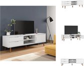 vidaXL MOLDE Tv-kast - 158x40x49 cm - Wit - Massief grenenhout - Kast