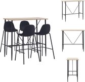 vidaXL barset Modern 4-Delige Bartafel en Barstoelen - Eiken - 120x60x110 cm - Stalen Frame - Set tafel en stoelen