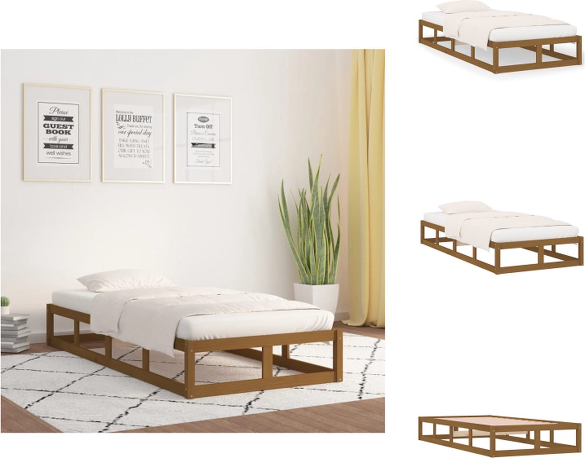 VidaXL Houten bedframe Eenpersoonsbed 90 x 200 cm Massief grenenhout Rustieke uitstraling Bed