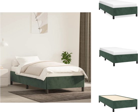 vidaXL Bedframe Donkergroen Fluweel - Een comfortabele en stabiele toevoeging aan elke slaapkamer - Afmetingen- 203 x 83 x 35 cm - Geschikte matras- 80 x 200 cm - vidaXL - Bed