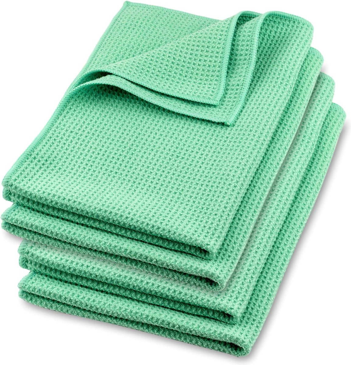 Goedkoopste Microvezel droogdoek, premium wafeldoek (4 stuks, 60 x 40 cm), superzachte kwaliteit, voor auto, glas, keuken, servies, badkamer - Mint