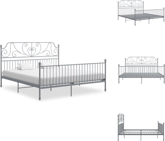 vidaXL Metalen Bedframe - 206 x 204 x 131 cm - Grijs - Montage vereist - Bed