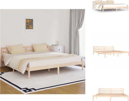 vidaXL Houten bedframe - Massief grenenhout - 205.5 x 205.5 x 69.5 cm - Voor matras 200 x 200 cm - Montage vereist - Bed