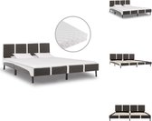 vidaXL Bedframe - Classic - Slapen - 210 x 185 x 68 cm - Kleur- grijs-wit - Matras - Comfort - Afmetingen- 200 x 180 x 17 cm - Incl - wasbare hoes - vidaXL - Bed