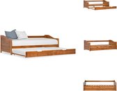 vidaXL slaapbank Grenenhout - honingbruin - 205 x 97.5 x 66 cm - 2 bedden - 4 wielen - Bed