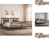 vidaXL Bedframe Massief Grenenhout - Honingbruin - 205.5 x 205.5 x 100 cm - Multiplex lattenbodem - Bed