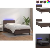 vidaXL Boxspring Bed - Kunstleren Bedframe - Pocketvering Matras - Huidvriendelijk Topmatras - LED Verlichting - Bed