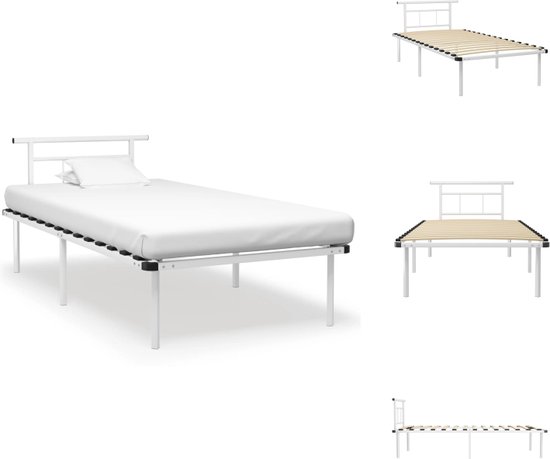 vidaXL Metalen Bedframe - Classic - Bedframes - 200 x 100 x 78 cm - Wit - Geschikt voor matras van 100 x 200 cm - Montage vereist - Bed