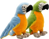 Organische knuffels - Papegaaien - Blauw/Groen - 2 Stuks - 20cm