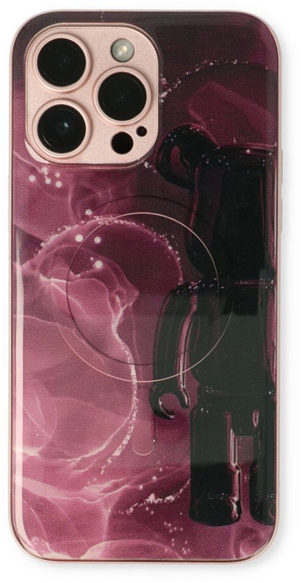 Casemania Coque pour Apple iPhone 14 Pro Max Rouge - Coque Arrière en Siliconen Marbre - Compatible avec MagSafe