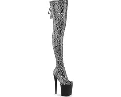 Pleaser - FLAMINGO-3008SP-BT Plateau Overknee Laarzen - US 9 - 39 Shoes - Grijs/Zwart