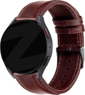 Bandz universeel 20mm lederen band ‘Classic’ geschikt voor Samsung Galaxy Watch Active 1/2 40 & 44mm / Watch 1 42mm / Watch 3 41mm / Galaxy Watch 4 / Galaxy Watch 5 / Galaxy Watch 6 - Hoogwaardig leren bandje met gespsluiting - donkerbruin