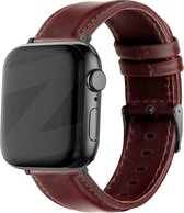 Bandz genuine leren band geschikt voor Apple Watch 1/2/3/4/5/6/7/8/9/SE/Ultra (2) - Maat 42 / 44 / 45 / 49 mm - Hoogwaardig leren materiaal smartwatch bandje - Lederen band met gespsluiting - donkerbruin leren Apple Watch bandje