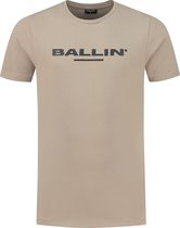 Ballin Amsterdam - Heren Regular fit T-shirts Crewneck SS - Taupe - Maat XS