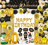 FeestmetJoep 40 jaar verjaardag versiering - 40 Jaar Feest Verjaardag Versiering Set 87-delig - Happy Birthday Slinger & Ballonnen - Decoratie Man Vrouw - Zwart en Goud