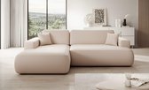 Canapé d'angle Gio - Salon d'angle gauche - beige - avec fonction couchage et espace de rangement - sièges et lits
