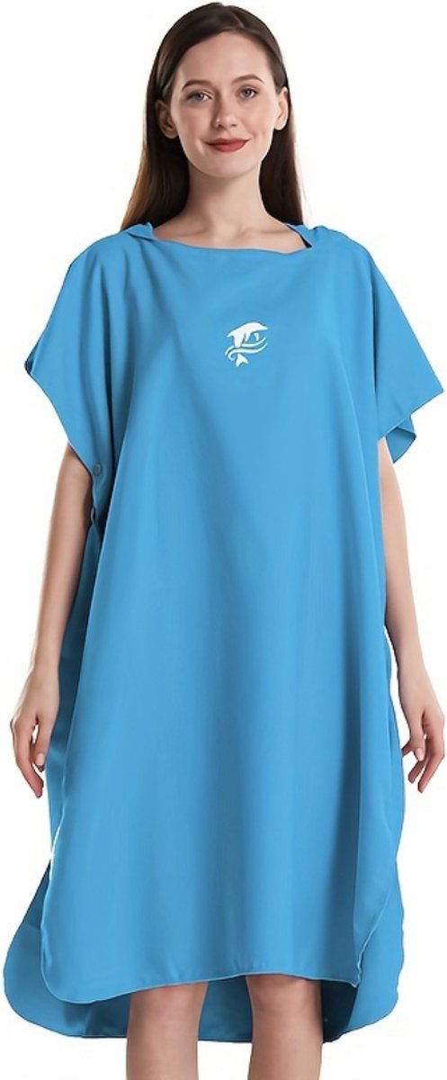 Livano Surf Poncho Voor Volwassenen - Omkleed Handdoek - Dames & Heren - Zacht - Blauw