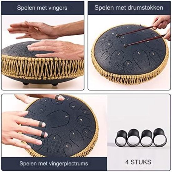 Steel Tongue Drum - Handpan Drum - Hangdrum - Marine van Voggenreiter — afbeelding 4