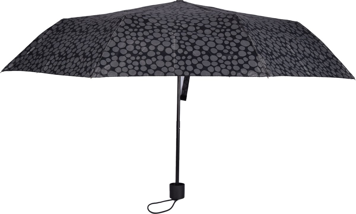 Elegante Zwarte Paraplu voor Dames | Met Grijze Accenten | Opvouwbaar met UV-Bescherming | Perfect voor Outdoor