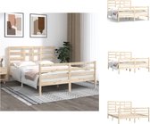 vidaXL Bedframe Grenenhout - 205.5 x 156 x 104 cm - Massief hout - Stabiel - Inclusief hoofd- en voeteneind - Bed