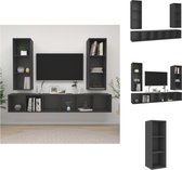 vidaXL Televisiewandmeubelset - grijs - spaanplaat - 37x37x107 cm - 4x tv-meubel - Kast