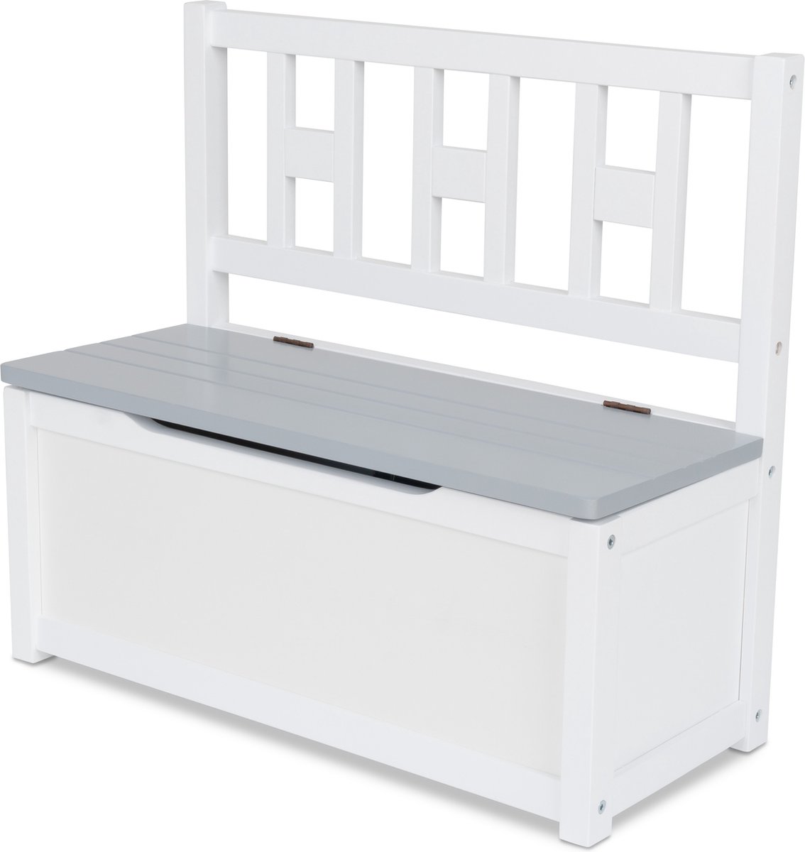 ib style® Luca Opbergbak - Kinder Stoel - Zitbank - Opbergdoos - Wit-Grijs