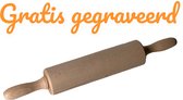 Deegroller - Gratis graveren naam of tekst - Beukenhout - met handvatten - klassiek model - Uniek moederdag cadeau