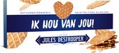Jules Destrooper Natuurboterwafels koekjes in geschenkdoos - "Ik hou van jou!" - 100g