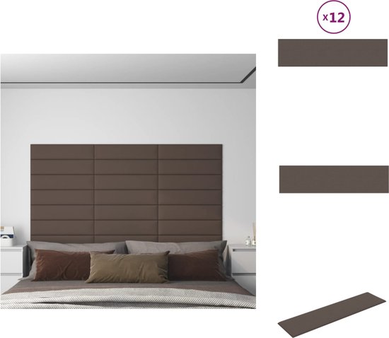 vidaXL Wandpanelenset - Taupe - 60 x 15 cm - Hoogwaardige stof - Warmte- en geluidsisolatie - Wandpaneel