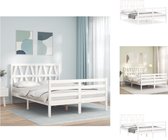 vidaXL Bedframe Grenenhout - Bed - 205.5 x 125.5 x 100 cm - Wit - Bed
