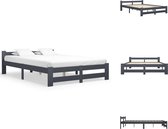 vidaXL Bedframe Grenenhout Donkergrijs - 204 x 147 x 55 cm - Geschikt voor 140 x 200 cm matras - Montage vereist - Bed