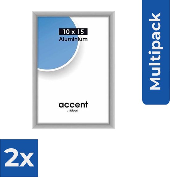 Acent mat zilver 10x15 - Fotolijst - Voordeelverpakking 2 stuks