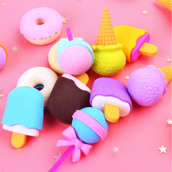 Ainy Kawaii Donut Gummen - een set van 4 schattige gummen, onmisbaar voor in je etui als schoolbenodigdheden - Ideaal kindercadeau voor meisjes en jongens - Ainy