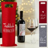 3 maal flessentas - Wijntas - Kerst wijnfles - Wijnfles decoratie - Kerstdecoratie voor binnen - Wijnfleshouder - Kerstversiering - Kerstspreuken