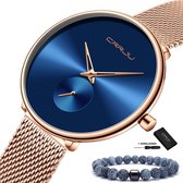 CRRJU® Horloges voor Vrouwen Dameshorloge Meisjes Moederdag Cadeautje Cadeau – Dames Watch Horloge – Horlogebox Geschenkdoos – Rosé Blauw