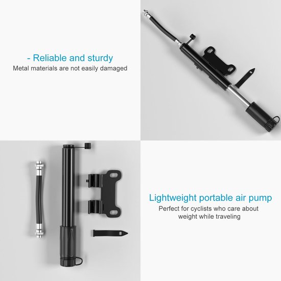 Intirilife Mini Fietspomp 17 cm - Draagbare handpomp klein lichtgewicht ideaal voor onderweg — afbeelding 2
