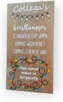 Hilarisch houten tekstbord KERST collega's ideaal cadeau Kerstmis grappig humor Collega's zijn net kerstlampjes