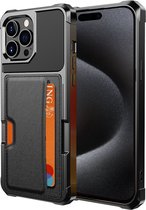 Geschikt voor iPhone 15 Plus Pasjes houder Hoesje – Pasjes houder Hoesje - Heavy Duty Case - Magnetisch Portemonnee Hoesje Cover - Zwart