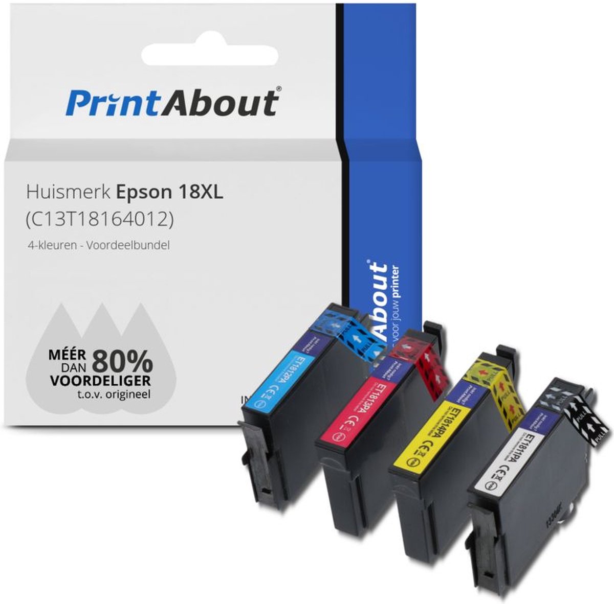 PrintAbout - Inktcartridge / Alternatief voor de Epson T1811 / 4 Kleuren