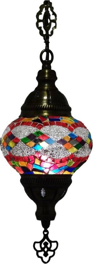 Oosterse mozaïek hanglamp (Turkse lamp) ø 13 cm rood/bont